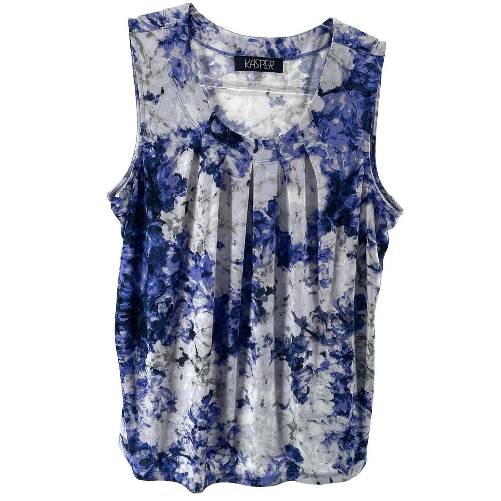 Kasper Women's Large Watercolor Floral Shell Top Career Office Stretch Blouse